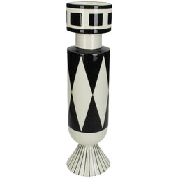 SVJ Home Decorations Graphic Vase - 11x11x39 cm - Earthenware - Black