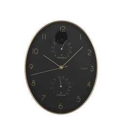 Mica Decorations Andy Wall Clock - 27.5x4.5x35 cm - Aluminum - Black