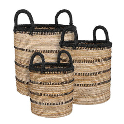Mica Decorations Callo Baskets - H55xØ42 cm - Black - Set of 3