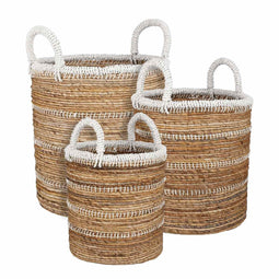 Mica Decorations Callo Baskets - H55 x Ø42 cm - Banana Leaf - White