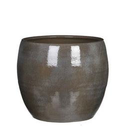 Mica Decorations lester round flower pot dark gray size in cm: 26 x 28