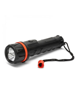 Velamp LED rubber flashlight, 3 LEDs, waterproof, with carrying strap, batteries included
