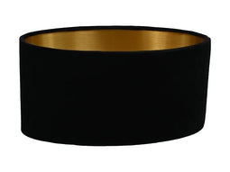 HSM Collection Oval lampshade - ø38x19 - Black/gold - Velours