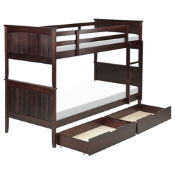 Beliani RADON - Bunk bed with storage space - Dark brown - 90 x 200 cm - Pine wood