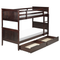 Beliani RADON - Bunk bed with storage space - Dark brown - 90 x 200 cm - Pine wood