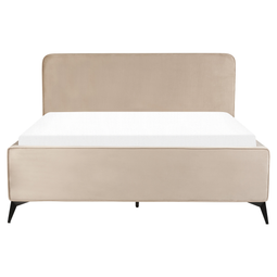 Beliani VALOGNES - Double bed - Taupe - 160 x 200 cm - Velvet
