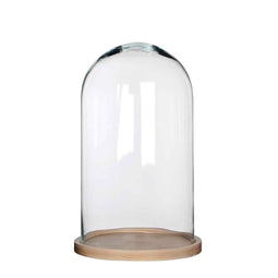 Mica Decorations bell jar hella with wooden base plate, size in cm: 37 x 23