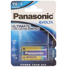 Panasonic Evolta 9V block, alkaline battery, 9V battery ideal for smoke detectors, remote controls