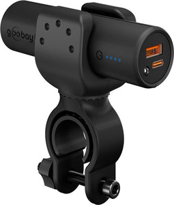 Bike power bank with 5000mAh, mobile power bank ideal for mounting on the frame, with USB-A and USB-