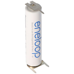Panasonic Eneloop BK-4MCC Micro AAA NiMH battery with 3 print contacts, dimensions 44.5x10.5mm, pitc