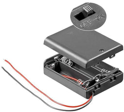 Battery holder for 3x Mignon with cover and switch, water-repellent