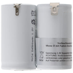 Emergency light battery NiCd 2.4V 4500mAh F1x2 Mono D with Faston connection