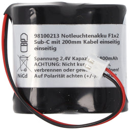 2.4 volt battery pack suitable for Esylux type AS1800 / 2.4, battery pack with cable and plug