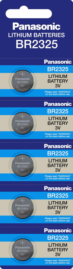 Panasonic Battery Lithium, Button Cell, BR2325, 3V Electronics, Lithium Power, Retail Blister (5-Pac