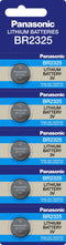 Panasonic Battery Lithium, Button Cell, BR2325, 3V Electronics, Lithium Power, Retail Blister (5-Pac