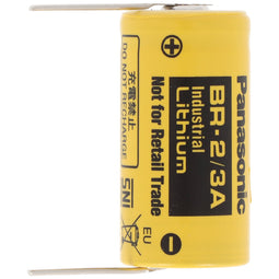 Panasonic BR-2 / 3A lithium battery 3 volt with soldering paddle for soldering