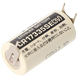 Sanyo lithium battery CR17335 SE size 2 / 3A, triple print soldering lugs, grid dimension 7.6mm