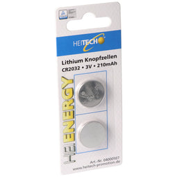 CR2032 lithium battery in a practical set of 2, lithium button cell CR2032, 3V