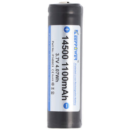 Keeppower battery 14500 with 3.7 V voltage and 1100 mAh capacity, Li-Ion battery PCB protected P1450