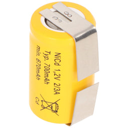 Replacement battery KR-600AE 2/3 A Cadnica NICD battery with soldering lugs in U-shape (not original