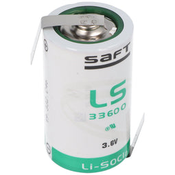 SAFT LS33600 lithium battery 3.6V Primary with Z-shaped soldering tag