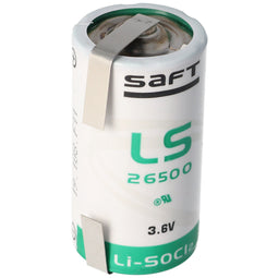 SAFT LS26500 lithium battery Li-SOCI2, C-Size with soldering lug U-shape
