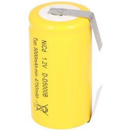 Replica battery suitable for Sanyo KR-5000DEL Cadnica mono battery with soldering tab in U-shape