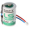 Saft lithium 3.6V battery LS14250 with cable and plug in the middle of the cell