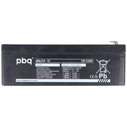 PBQ lead-acid battery 2.6-12V, 12 V 2.6Ah, dimensions 178x34x61mm