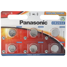 CR2032 Panasonic lithium battery in a set of 6, IEC CR 2032, can be stored for up to 10 years