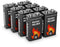 Pack of 8 alkaline 9V 6LR61 block batteries ideal for smoke detectors, smoke alarms, measuring devic