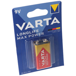 Varta 4722 Longlife Max Power 9V block, 9V battery ideal for smoke detectors, smoke alarm devices