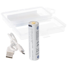 Li-Ion 18650 battery with micro USB charging socket 3.7 volts 3200 mAh, with USB charging port