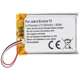 Battery suitable for Jabra Evolve 75, Li-Polymer, 3.7V, 550mAh, 2.0Wh