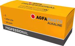 Agfaphoto Battery Alkaline, Baby, C, LR14, 1.5V Professional, Retail Box (10-Pack)