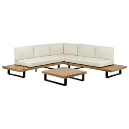 Beliani MYKONOS - Lounge set for 5 - Cream - Acacia wood