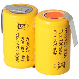 Battery 2 / KR-600AE 2/3 A Cadnica NICD battery 2.4V with soldering lug U-shape (not original Sanyo)