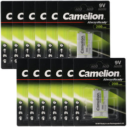 12 pieces value pack 9V, HR6F22 NiMH battery with 200mAh, always ready with low self-discharge, read