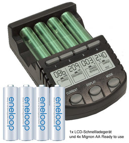 Fast charger with LCD display + 4x Sanyo Eneloop 2000mAh