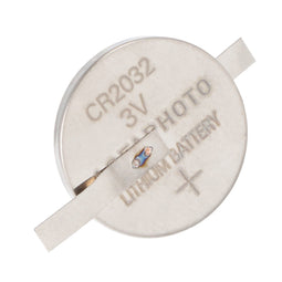 CR2032 lithium brand battery with Z-shaped solder tabs