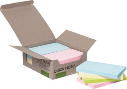 Q-CONNECT Quick Notes Recycled pastel, ft 76 x 127 mm, 100 sheets, box of 12 pieces in assorted colo