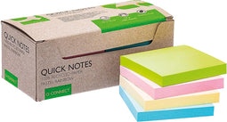 Q-CONNECT Quick Notes Recycled pastel, ft 76 x 76 mm, 100 sheets, box of 12 in assorted colors