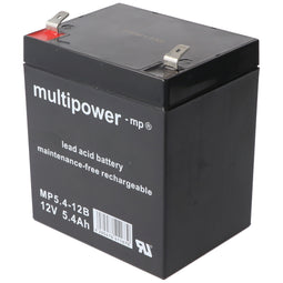 Multipower MP5.4-12B 12V 5.4Ah 6.3mm Faston lead battery AGM lead gel battery
