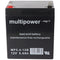 Multipower MP5.4-12B 12V 5.4Ah 6.3mm Faston lead battery AGM lead gel battery
