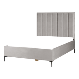 Beliani SEZANNE - Double bed with storage space - Light gray - 140 x 200 cm - Velvet