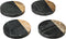 beaubybo 5Five Onderzetter set van 4 marmer - Zwart en mangohout - Dia 10 cm - Glas onderzetter
