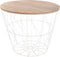 Atmosphera Bijzettafel Kumi - Wit salontafel en opberger - Metaal - Draadmand - Dia 38 cm H 30.5 cm