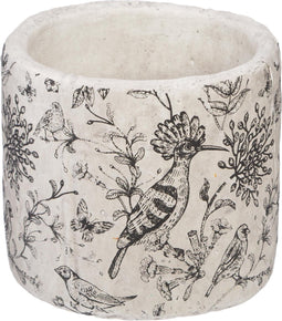 Atmosphera Bloempot set van 3 - Bloem met vogel - Aardewerk - Wit Zwart - Cache pot
