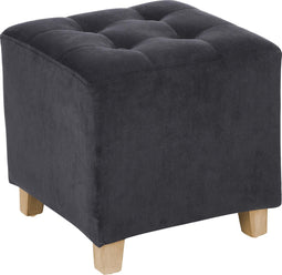 beaubybo Atmosphera Leandre Poef velvet grijs - H35 cm - Voetbankje