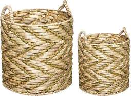 beaubybo Atmosphera Mandenset jute 2 stuks - opberger - met goud - Dia 28 cm Dia 32 cm